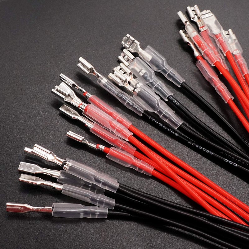 Twidec/20Pcs 2.8Mm And 4.8Mm Female Spade Crimp Terminal With Insulating Sleeve And Wire Red + Black Female Spade Quick Splice Assortment Kit - Image 3